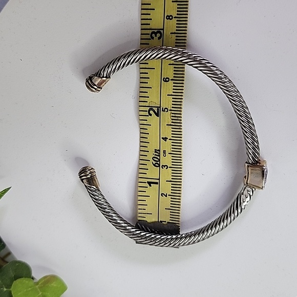 Silver Cable Flex Open Cuff Bracelet with  Amethyst Color Stone - Picture 6 of 8